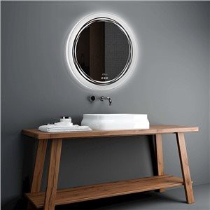 Округло огледало са светлом иза